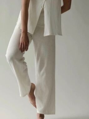 James Street Co. Linen Cotton Gauze Pant in White